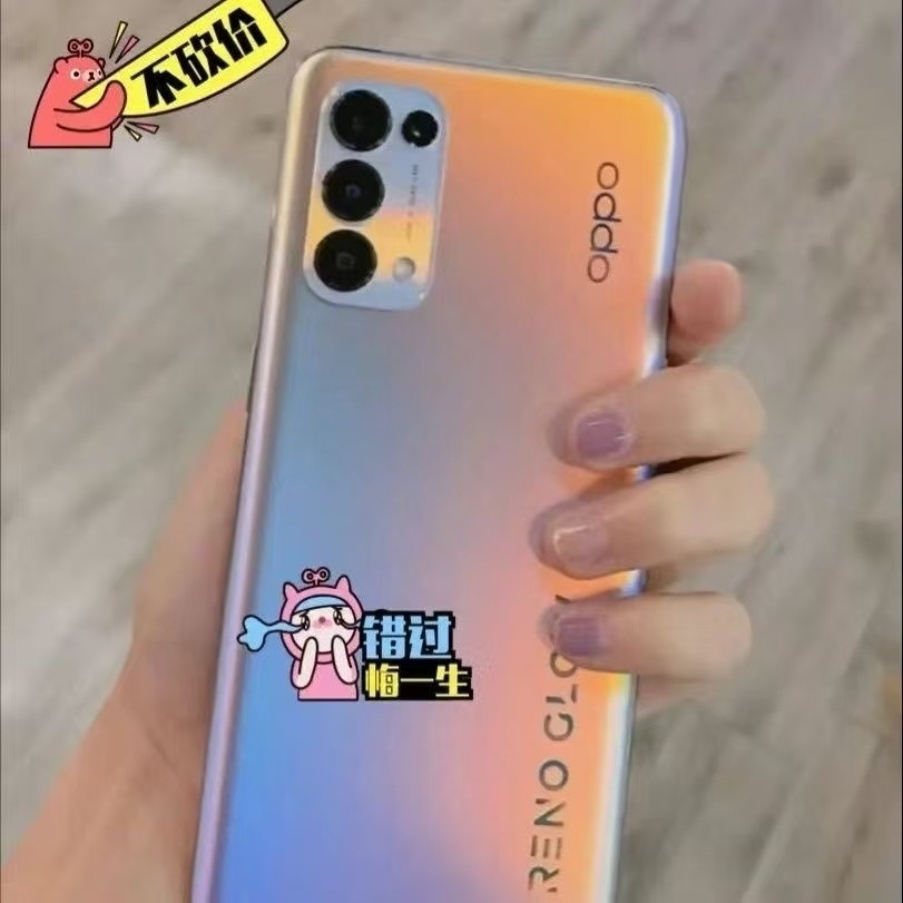 จัดส่งในวันเดียวกัน โทรศัพท์มือถือมือสอง OPPO Reno5 Thin Light 5g สมาร์ทโฟน HD Beauty 6400W Pixel
