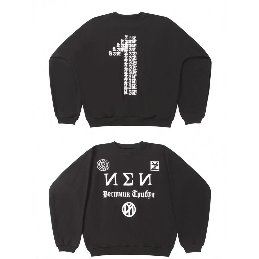 JED1 KANYE สไตล์ใหม่ YZY เซี่ยงไฮ้คอนเสิร์ตอุปกรณ์ต่อพ่วงแบบบูรณาการตัดคู่รอบคออินเทรนด์เสื้อกันหนาว