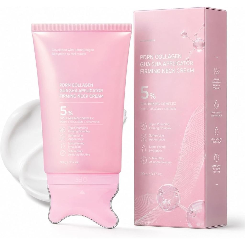 PDRN คอลลาเจนกระชับคอครีมในตัว Gua Sha นวด Applicator 5% Volumizing Complex Long Lasting Hydration S