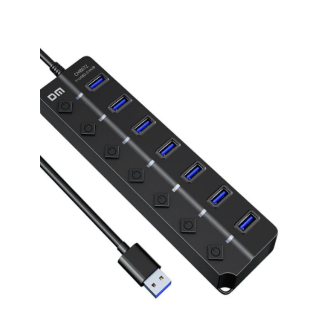 7 in 1 USB2.0 7 พอร์ต USB พร้อมสวิตช์ HUB Hub Hub สําหรับ PC Splitter 1.2m