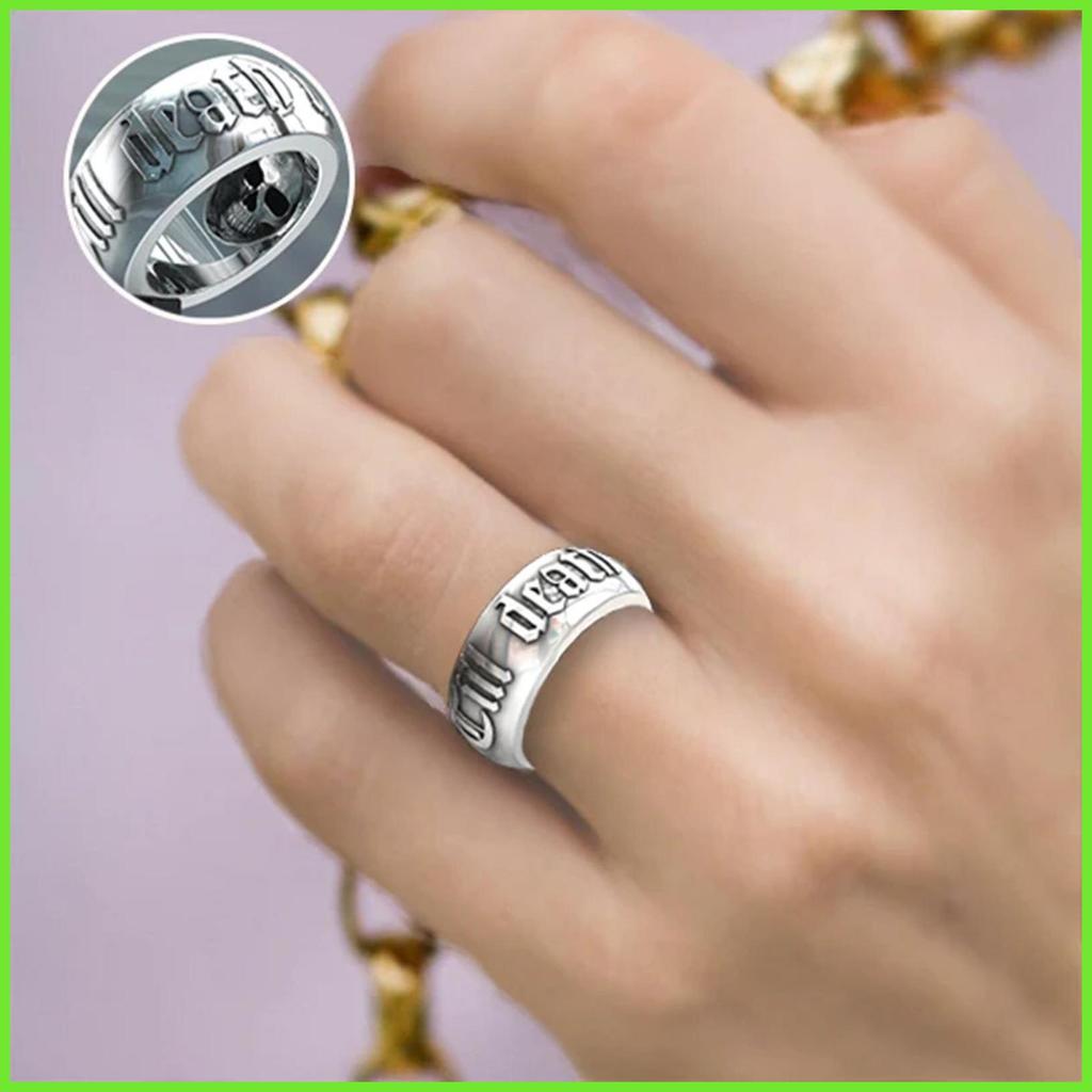 Mens Skull แหวนคริสตัลสีดํา Punk Gothic Pure Tin Eternity Gothic ผู้หญิงผู้ชาย Punk Pure Tin สําหรับ