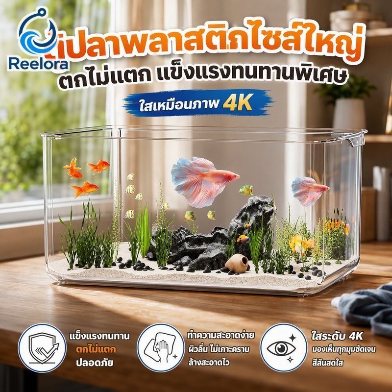 ตู้ปลาพลาสติกขนาดใหญ่ทนต่อแรงกระแทกป่นปี้ทนทําความสะอาดง่ายมุมมอง 4เค