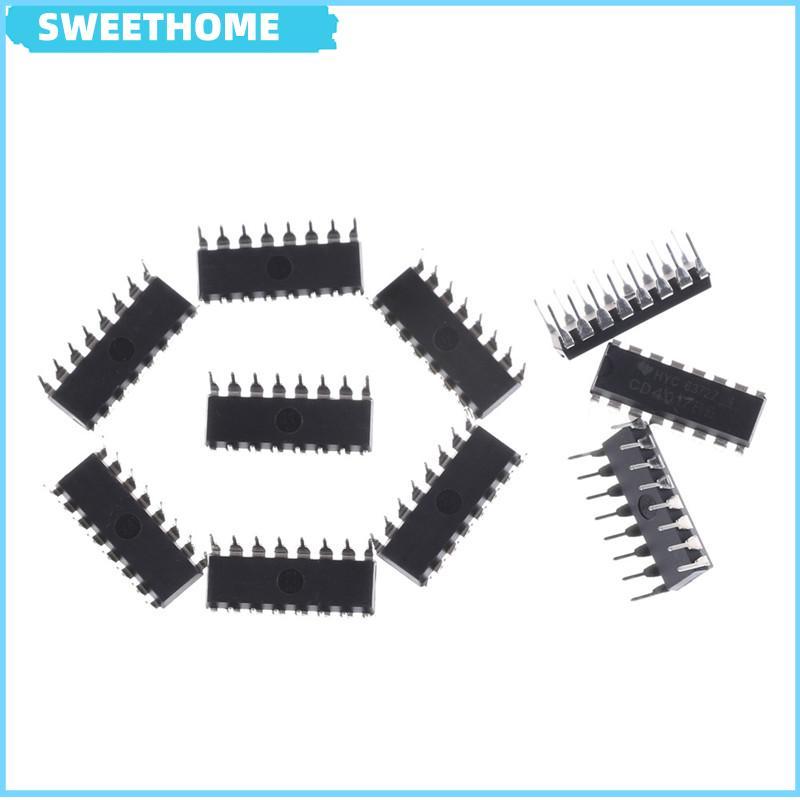 SWEETHOME 10 ชิ้น CD4017BE 4017 CD4017 Decade Counter Divider IC