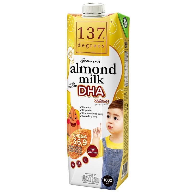 137ดีกรีน้ำนมอัลมอนด์สูตรดีเอชเอ 1000มล. 137degrees Almond Milk with DHA 1000ml. [หมายเลขบาร์โค้ด 8859636810697]