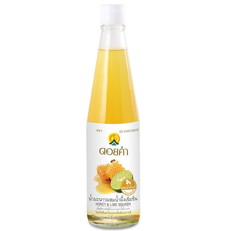 ดอยคำน้ำมะนาวผสมน้ำผึ้งเข้มข้น 500มล. Doikham Honey Lemon Squash 500ml. [หมายเลขบาร์โค้ด 8850773530066]