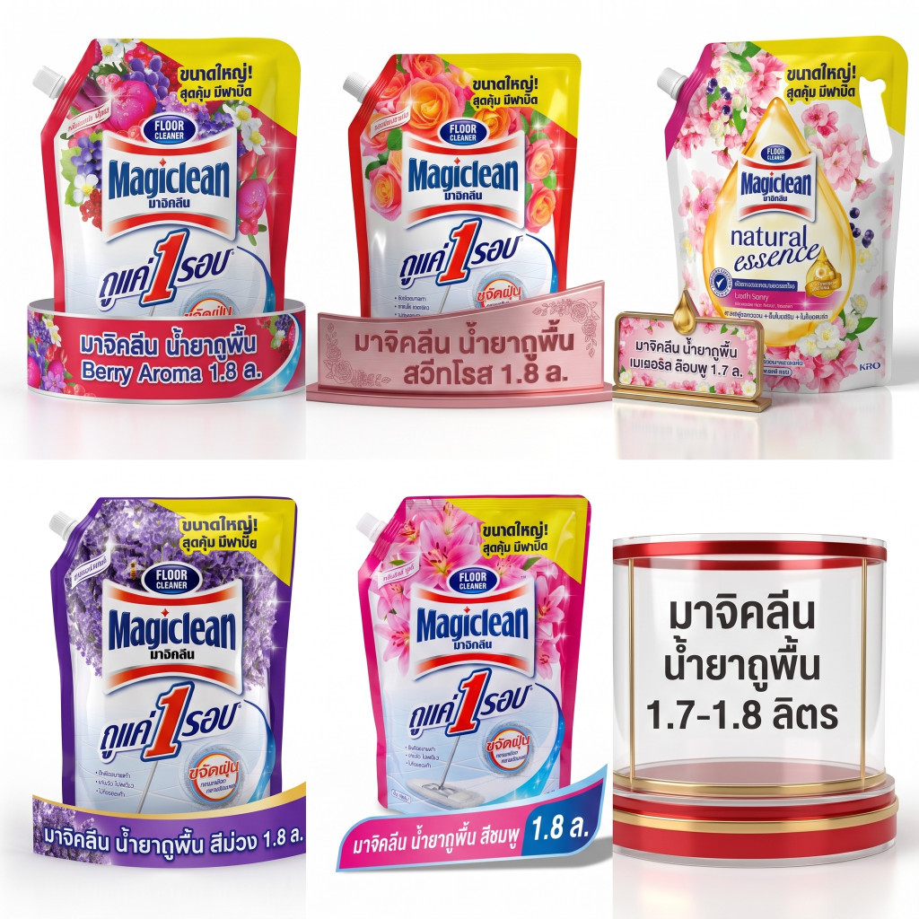 Magiclean Floor Cleaner มาจิคลีน ผลิตภัณฑ์ทำความสะอาดพื้น 1800ml (Lily bouquet/Lavender/Berry Aroma/Sweet Rose Garden)