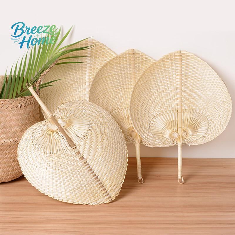 [Breeze] Pushan Arts Hand Made Fan Peach Shaped Bamboo Fan Summer Cool Air Fan DIY