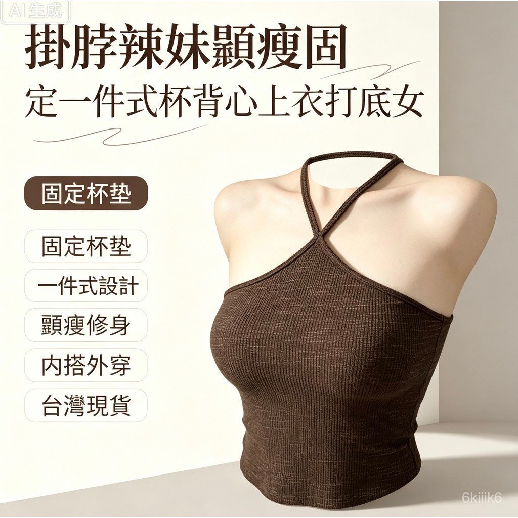 สไตล์เกาหลี Pure Desire สาวร้อน 2026 ฤดูร้อนใหม่ Halter คอสวยกลับ Slimmer ดูขนาดใหญ่ Zero Feeling ไม