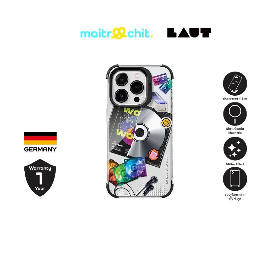 LAUT รุ่น Pop Retro Music เคสสำหรับ 1Phone 15 / 15 Plus / 15 Pro / 15 Pro Max
