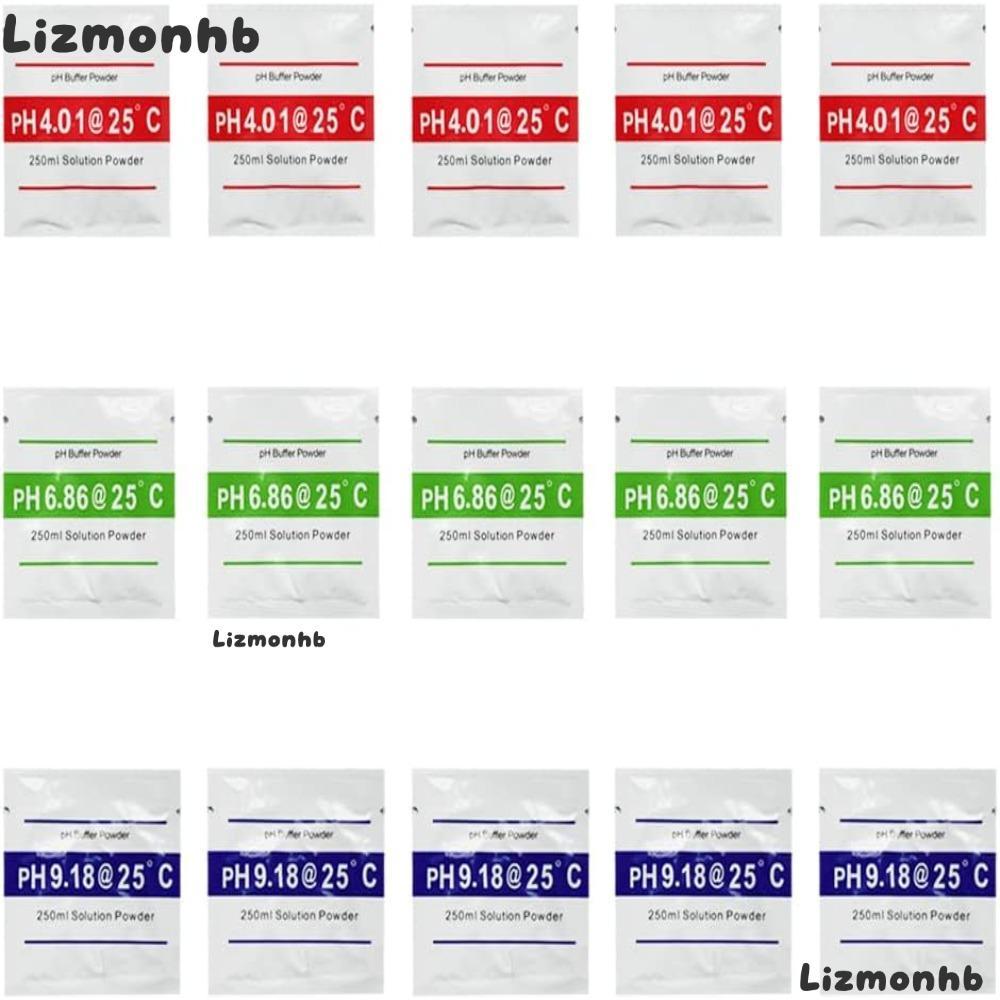 LIZMOLI 15 ชิ้น PH Meter Calibration Solution Powder, PH 4.01 PH 6.86 PH Buffer Solution Powder, จุด