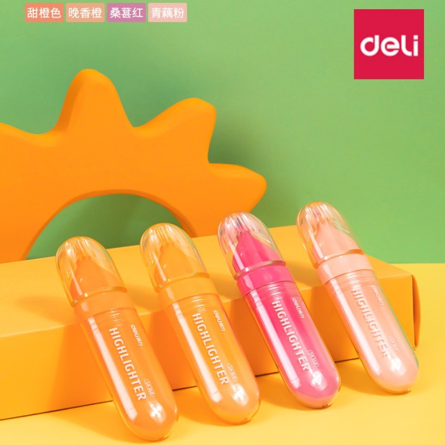 Deli SK168 Soft Color Highlighter Fish Princess Pink Color Marker สีนุ่มหนา Draw Key Pen