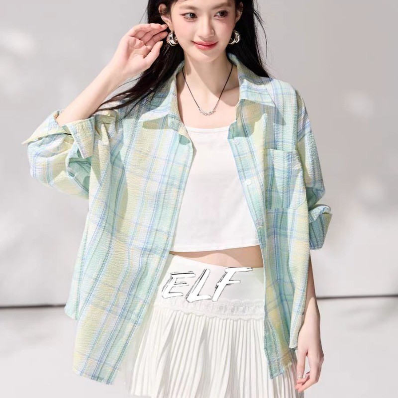 เสื้อแขนยาวลายทาง ทรงหลวม สไตล์ Mambo Mint