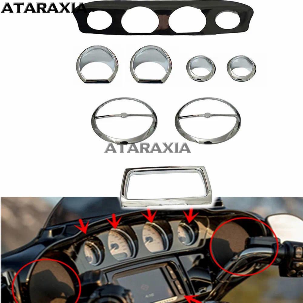 N2Chrome Inner Fairing Trim Gauge Radio Trim Bezel Kit For Harley Touring Electra Street Tri Glide F