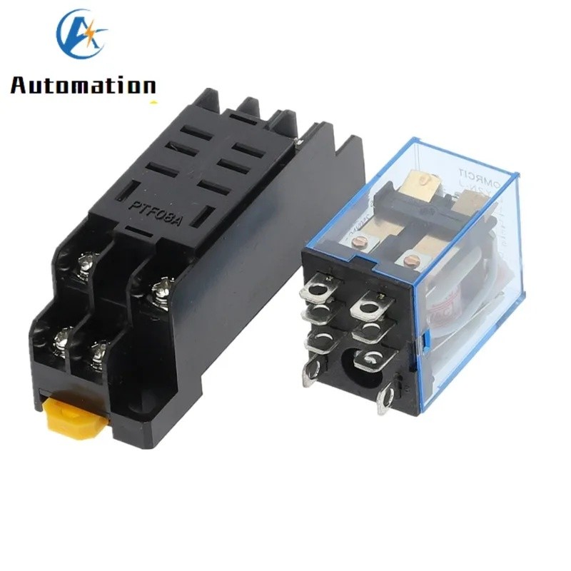 12V 24V 36V 110V 220V 380V DC/AC 10A 8PIN คอยล์รีเลย์ DPDT LY2NJ HH62P HHC68A-2Z พร้อมฐานซ็อกเก็ต VU