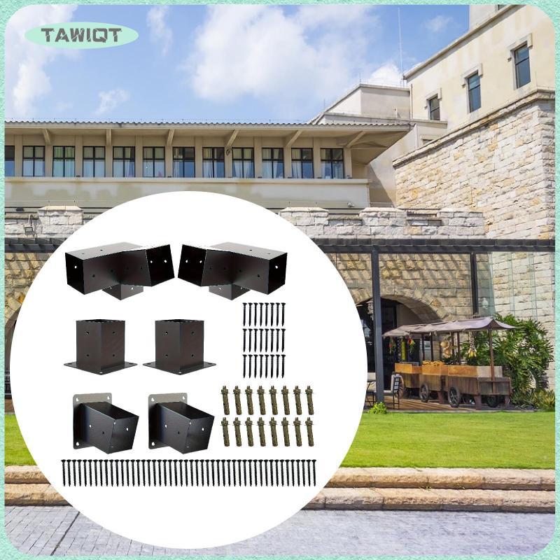 [tawiqt.th] Pergola Bracket Kit 3 Way Corner Brackets Yard Slanted Brackets Wooden Gazebo Kit for Pa