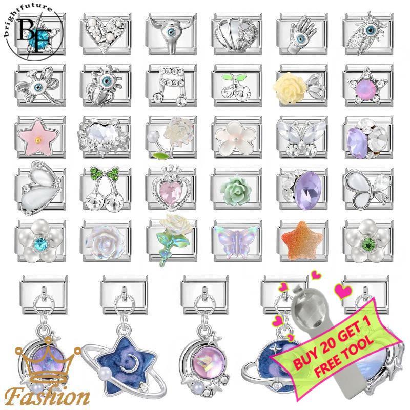สร้อยข้อมือ charm สแตนเลส อิตาเลียน เหมาะสำหรับทำเอง DIY เพิ่มบุคลิกภาพแบบเรโทร