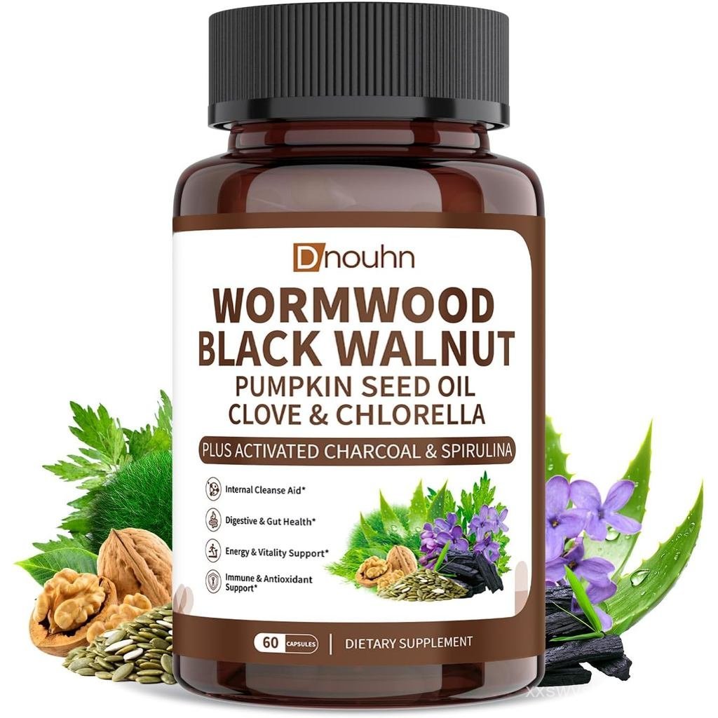 Wormwood Black Walnut Clove Parasite Cleanse for Humans Capsules – Natural Gut Detox & Digestive Hea