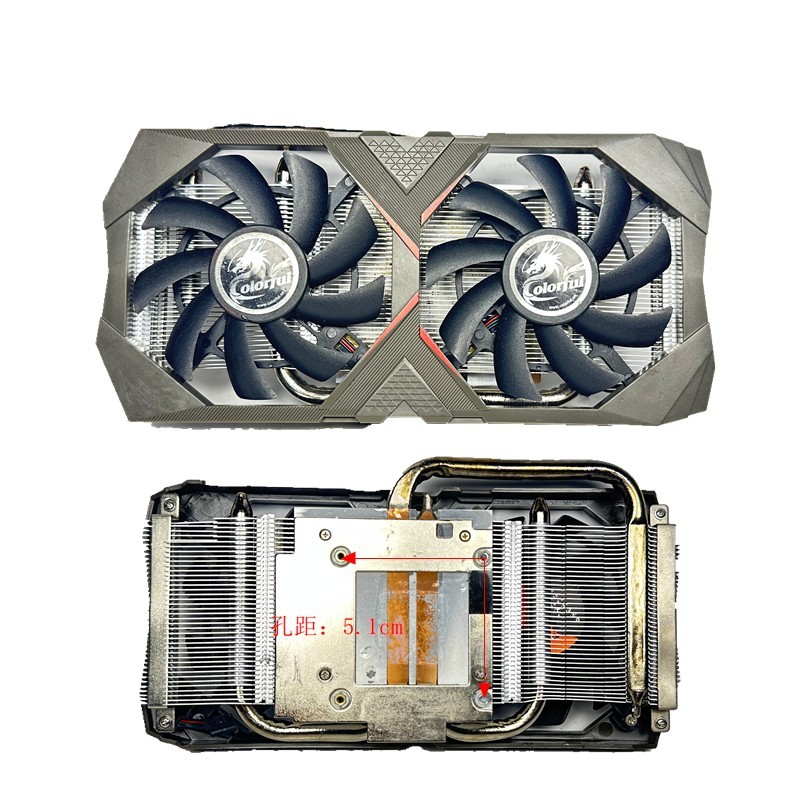 สี Rainbow GTX1660TI Net Chi Cooling Assembly Hole ระยะทาง 5.1 ซม. RTX2060S Net Chi ไฟฟ้า V2