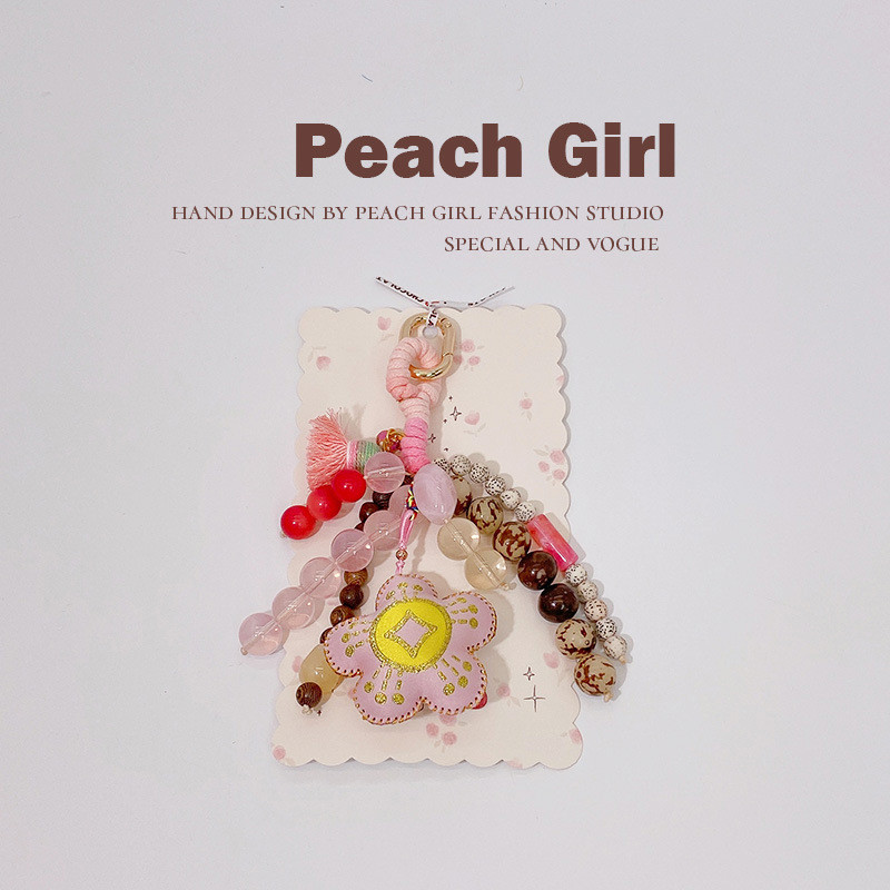 Peach Girl ใหม่สไตล์จีน Peach Girl Seed Money Float พวงกุญแจกระเป๋าแขวน HD6231A35