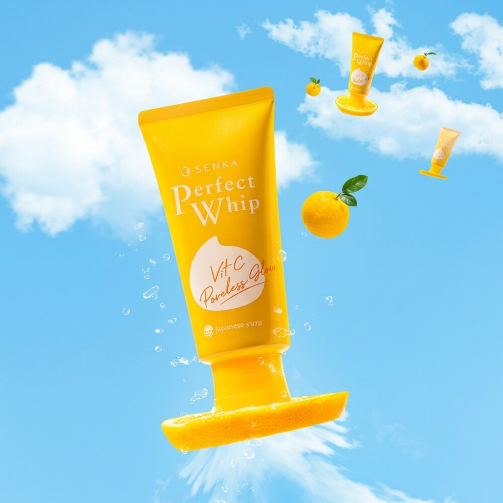 Senka Perfect Whip Vit C Poreless Glow Yuzu 100G เซนกะ เพอร์เฟ็ค วิป วิตซี พอร์เลส โกลว์ ยูซุ 100กรัม — صورة 2
