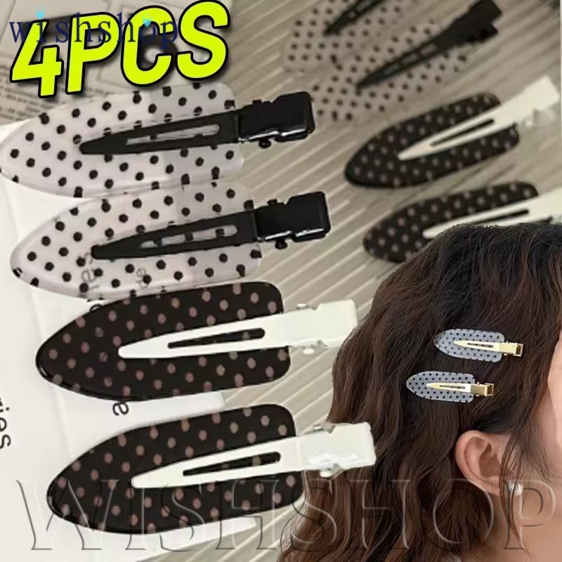 [FASHION] กิ๊บติดผมลายจุดขาวดํา 6*1.8ซม | Retro Smooth อะคริลิคกิ๊บโลหะสําหรับ Bangs Half-Up ทรงผมอุ