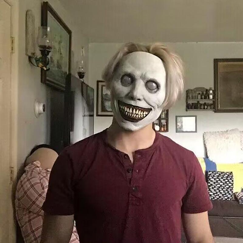 [FFV] สยองขวัญ Exorcist Smiling Face Demon Mask คอสเพลย์ Creepy Ghost Skull หน้ากากพลาสติกฮาโลวีน Ca
