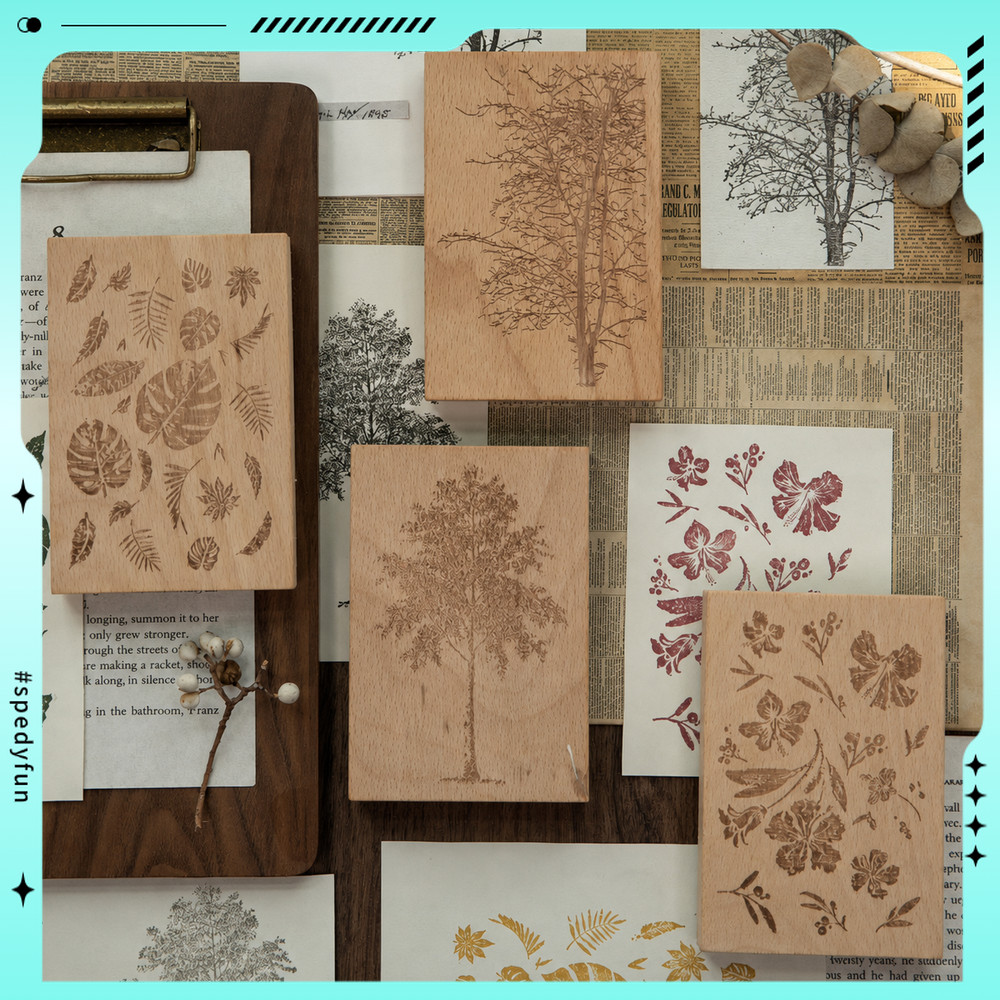 สี่เหลี่ยมผืนผ้า Diy Journal แสตมป์ธรรมชาติตกแต่งแสตมป์ Vintage Beech ไม้สําหรับ Creative Collage Jo