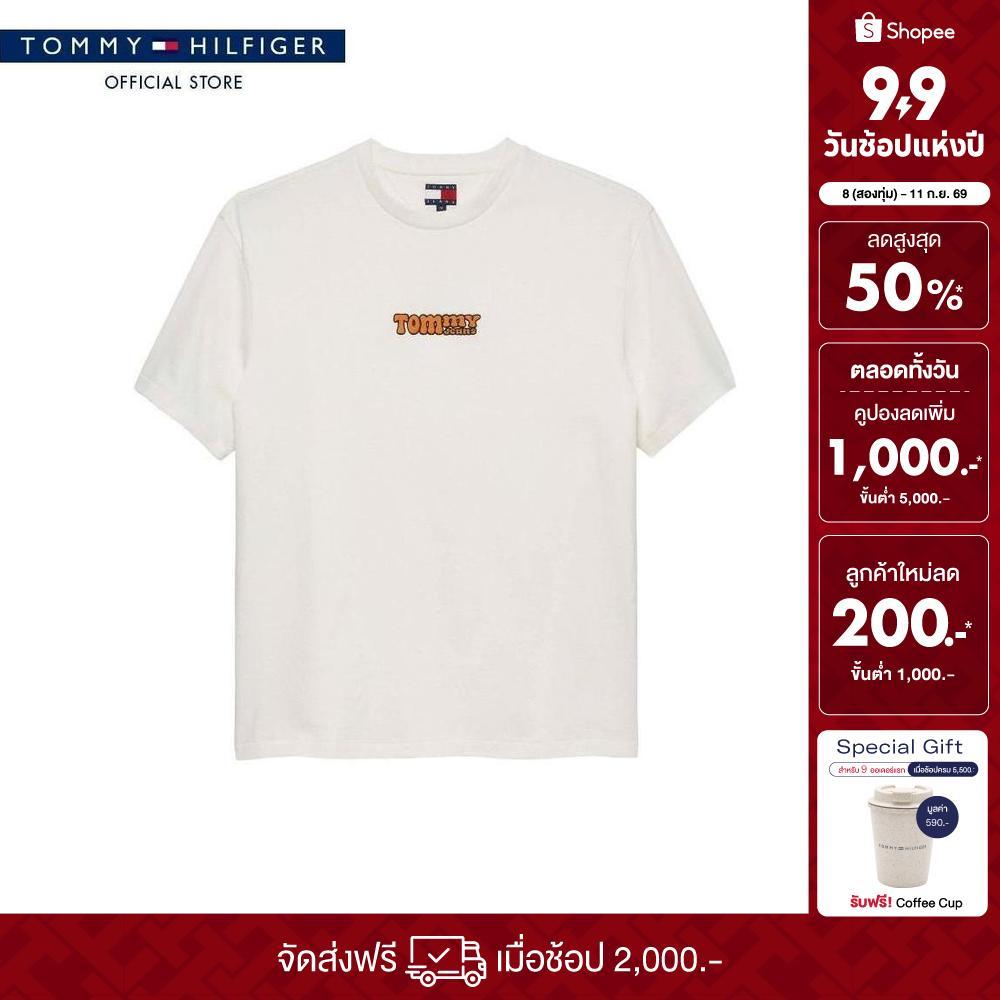 [ลดเพิ่ม 15% โค้ด 15ST19999] Tommy Hilfiger เสื้อยืด ผู้ชาย รุ่น DM0DM22051 YBH - สีขาว ทรง Relaxed