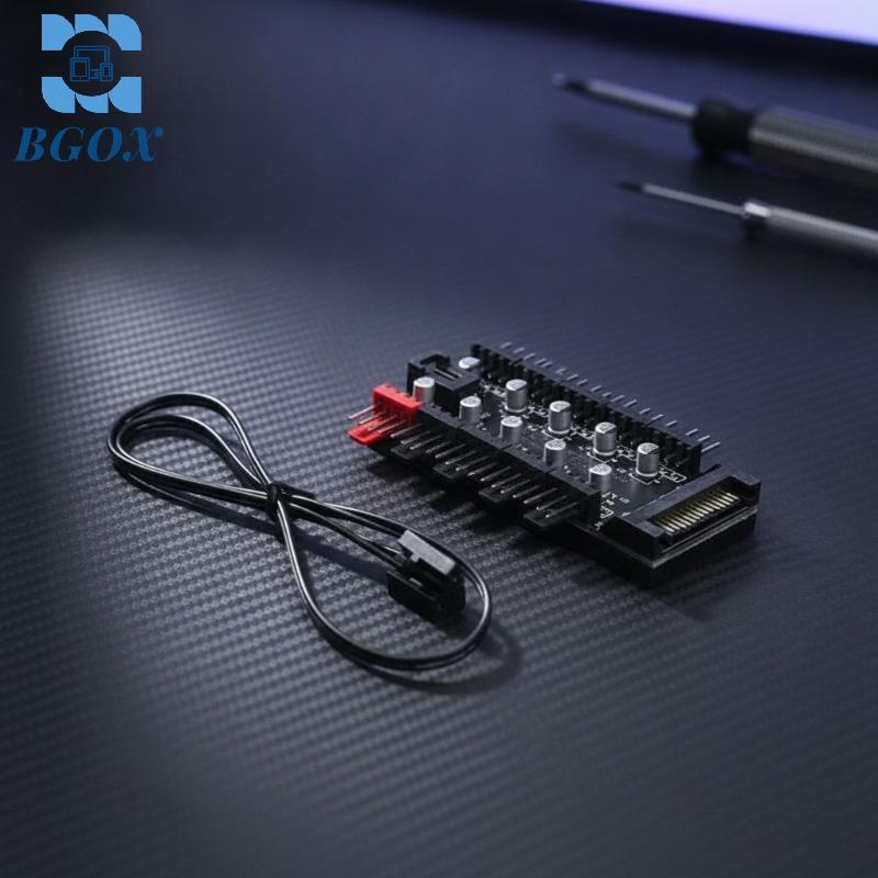 [BGOX] 4Pin PWM PC Fan Controller Hub 10 พอร์ต SATA Powered Splitter สําหรับ DIY Gaming PC Cooling อ