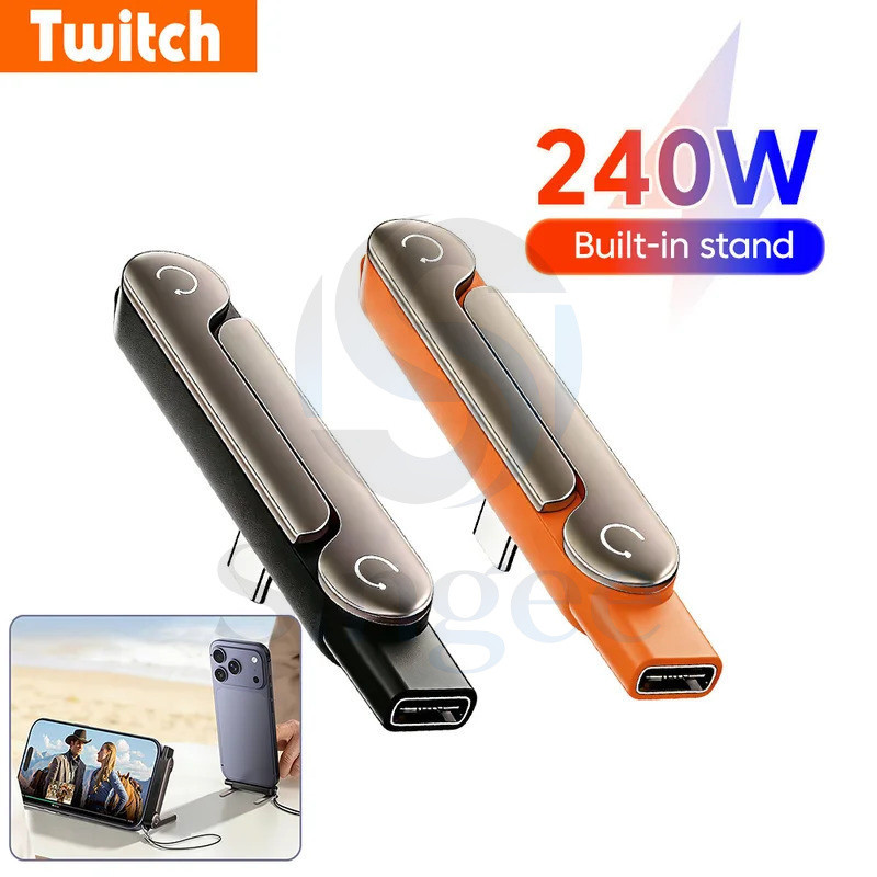 Singee 240W Type C Adapter ชาร์จเร็ว 90° อะแดปเตอร์วงเล็บข้อศอก Type-C ตัวแปลงหญิง USB-C สําหรับ iPh