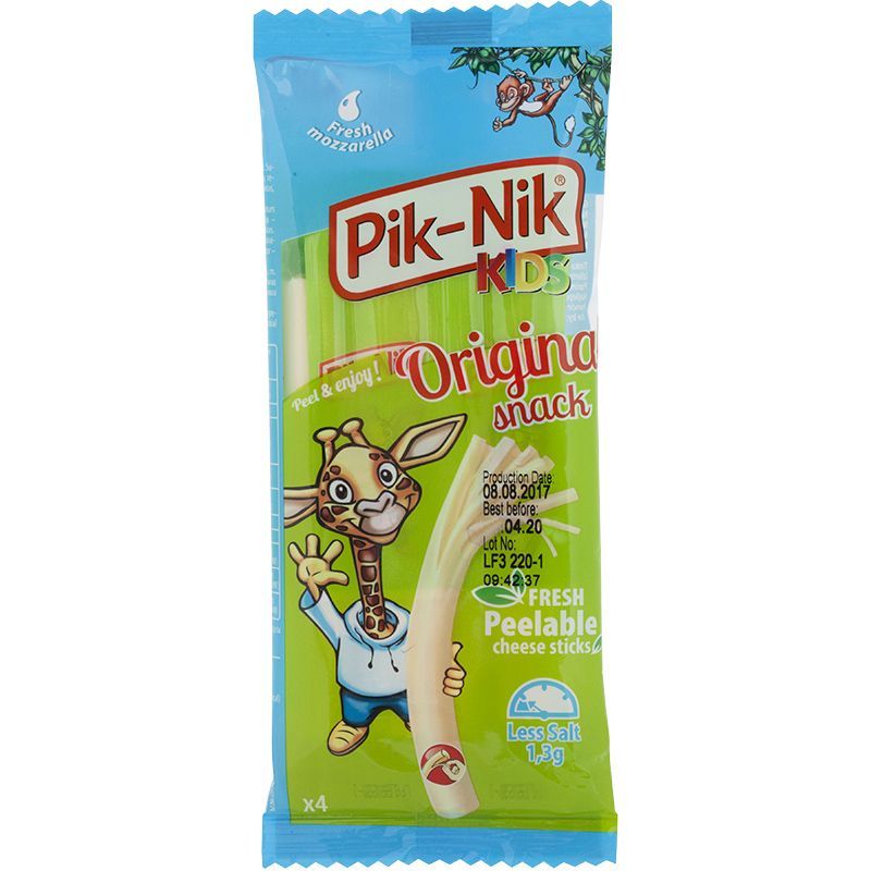 ปิกนิกคิดส์พีลเอเบิลมอสซาเรลล่าชีสสติกส์ 80กรัม Piknik Kids Peelable Mozzarella Cheese Sticks 80g.