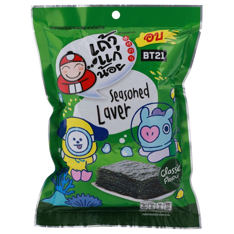 เถ้าแก่น้อยสาหร่ายอบปรุงรสรสคลาสสิค 12กรัม Taokeanoi Seaweed Roasted Classic 12g.