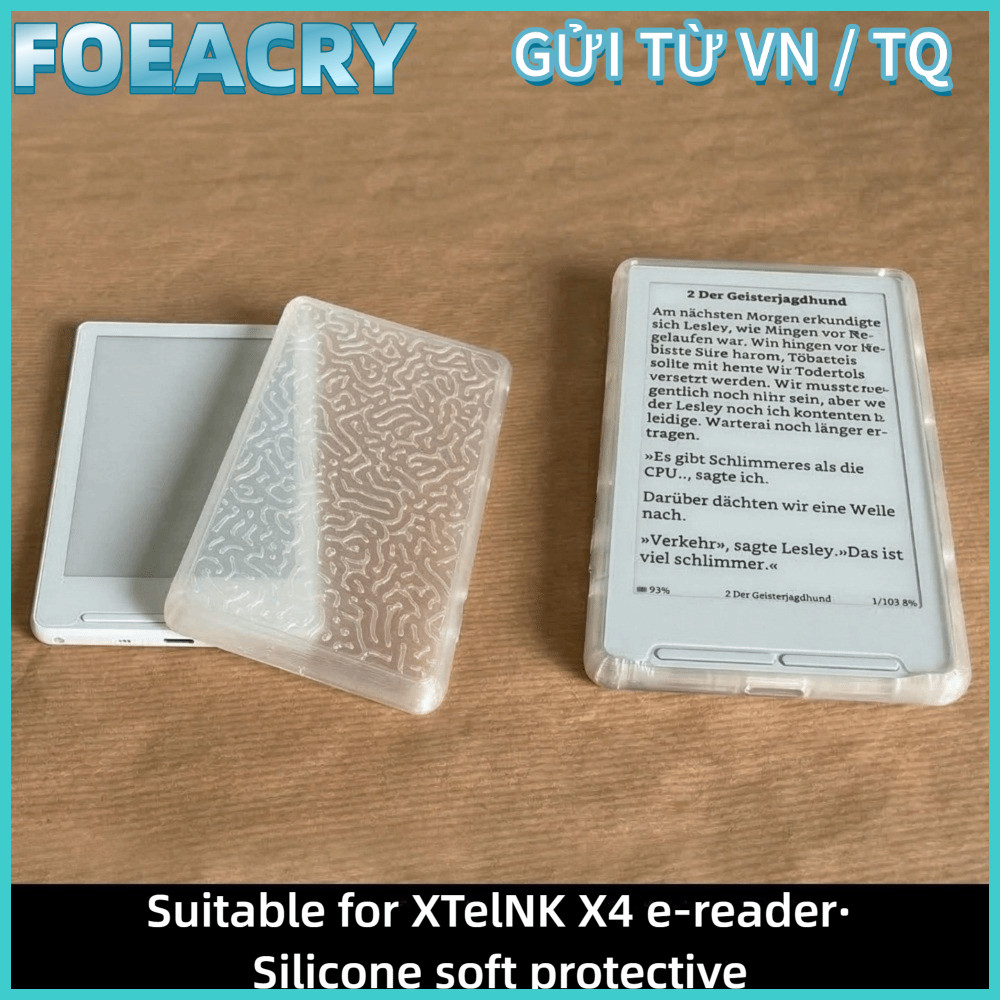 FOEACRY EBook Reader ,ซิลิโคน E-Reader น้ําหนักเบา,ตัวป้องกัน Soft Shell Reader สําหรับ XTEINK X4 E-