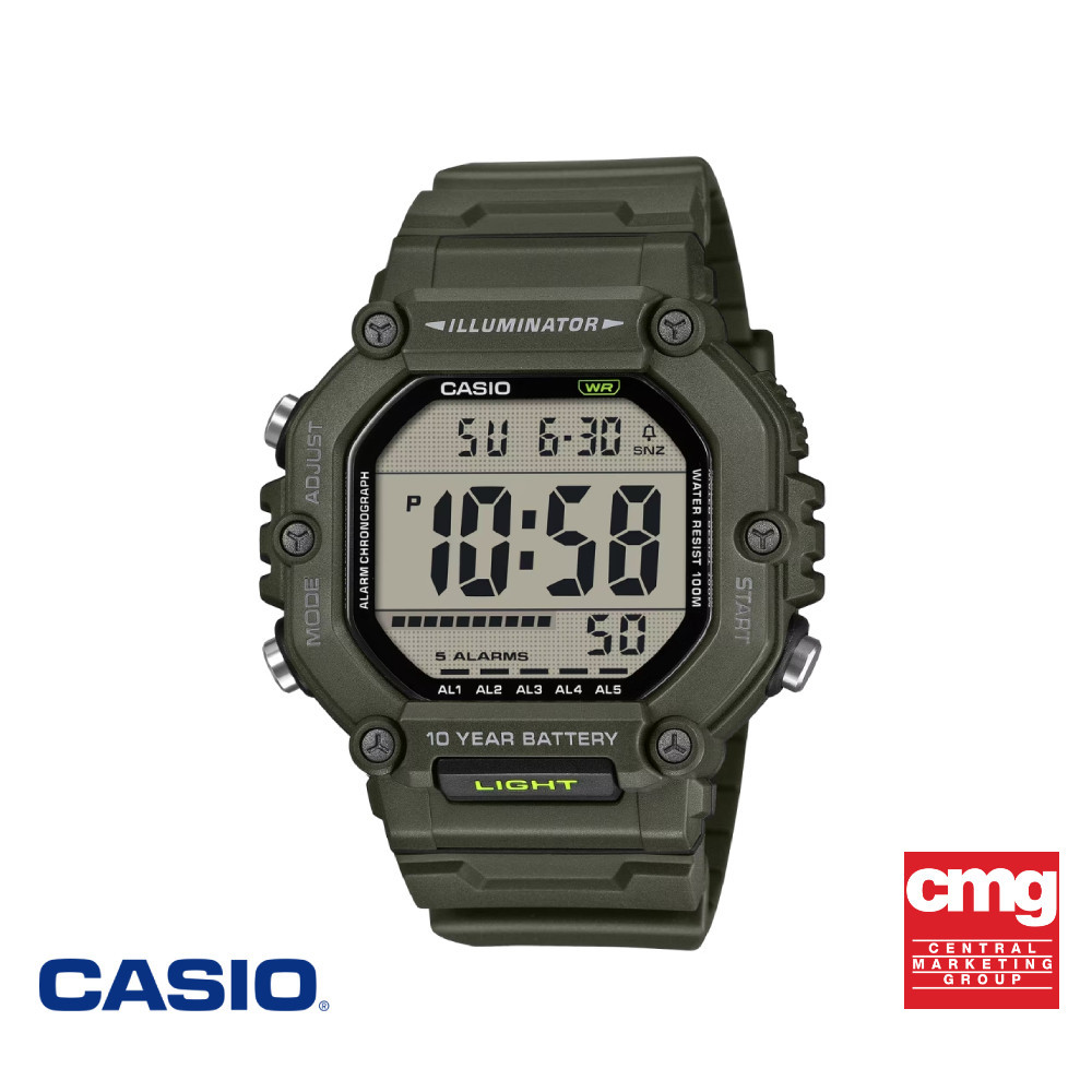 CASIO นาฬิกาข้อมือ CASIO รุ่น AE-1600HX-3AVDF สายเรซิ่น สีเขียวขี้ม้า