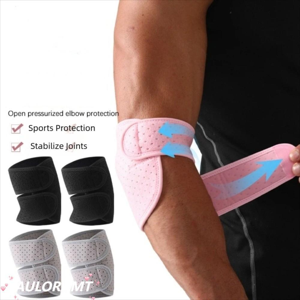 AULORAMT Compression Elbow Brace, Double Strap Support Brace, Professional ปรับ Breathable Elbow Com
