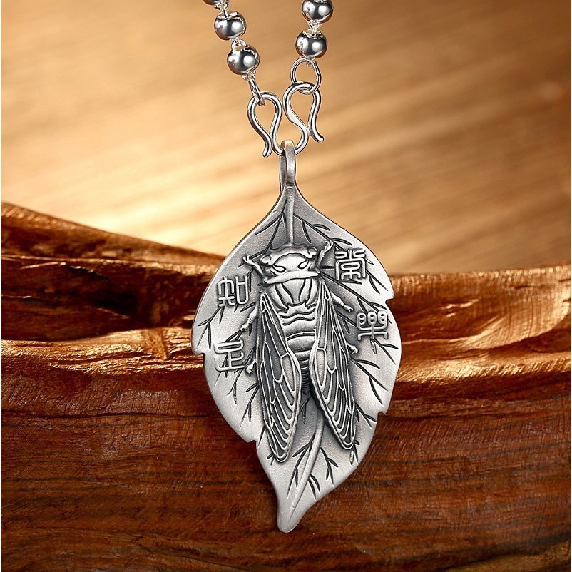 Preferred in-stock items#Pure silver one-leaf wealth pendant for women, featuring the Five Emperors 