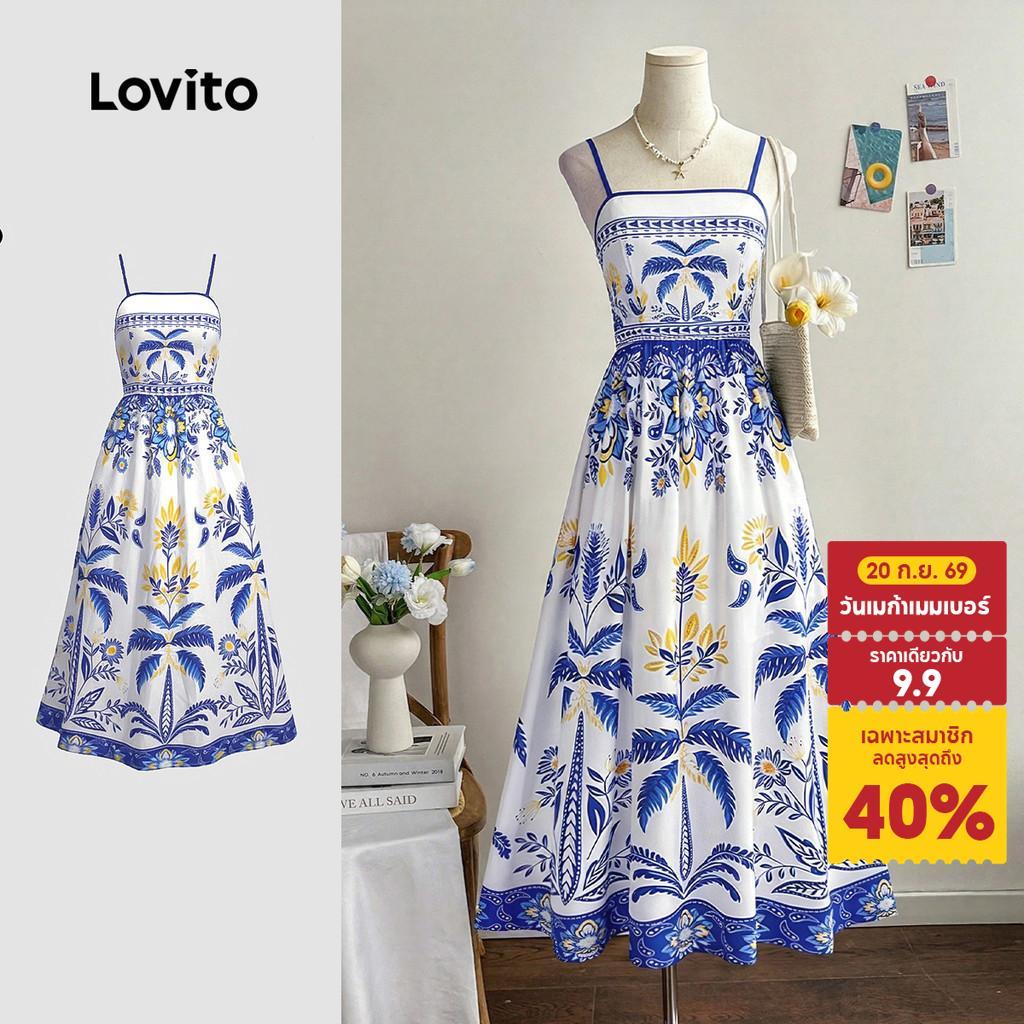 Lovito แพทเทิร์นชุดเดรสวันหยุด เดรสฤดูใบไม้ผลิ/ฤดูร้อน มีซิป สําหรับผู้หญิง LK4LD2229