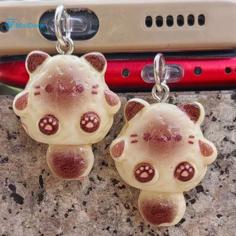 ปลั๊กกันฝุ่นพอร์ตชาร์จหูฟัง ปลั๊กกันฝุ่นโทรศัพท์ ปลั๊กกันฝุ่นโทรศัพท์ จี้รูปการ์ตูนแมวคู่รักสุดสร้างสรรค์