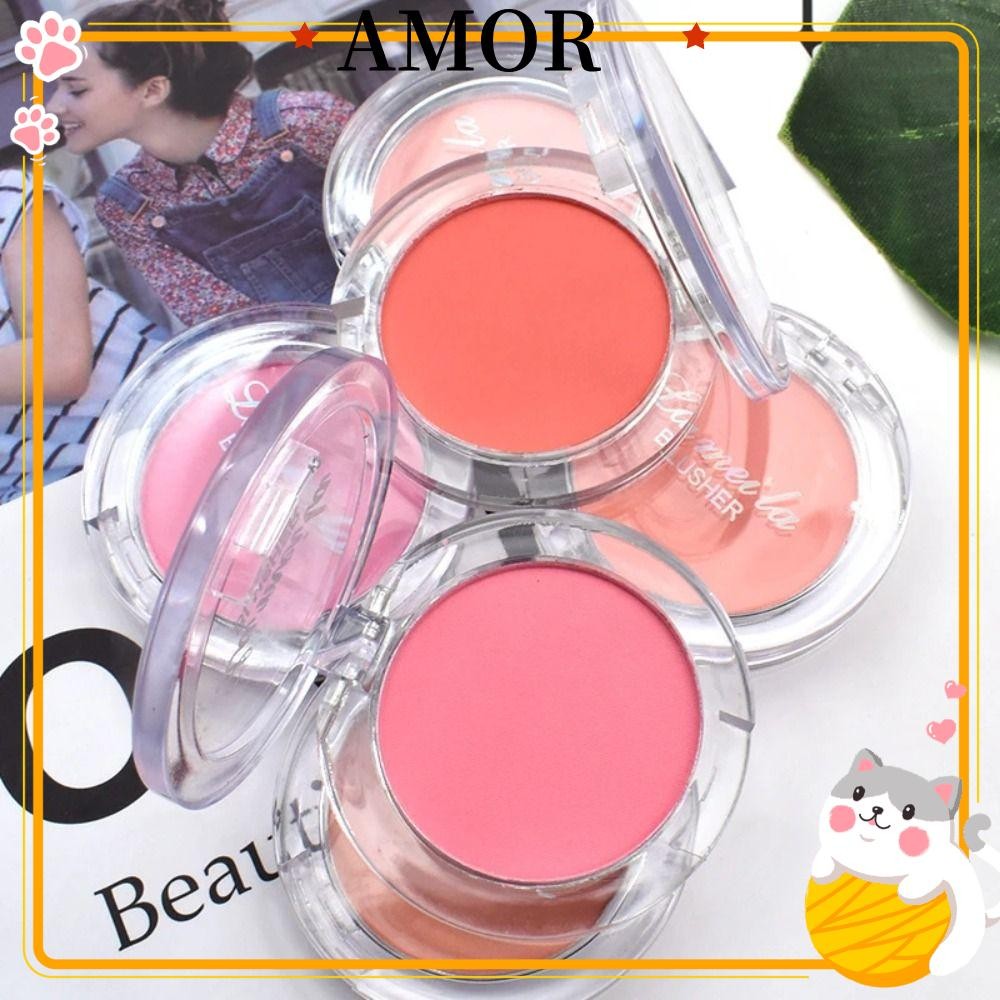 AMOR Monochrome Blush, Korea Matte Natural Blush, Peach Orange Face Mineral Pigment Contour Shadow C