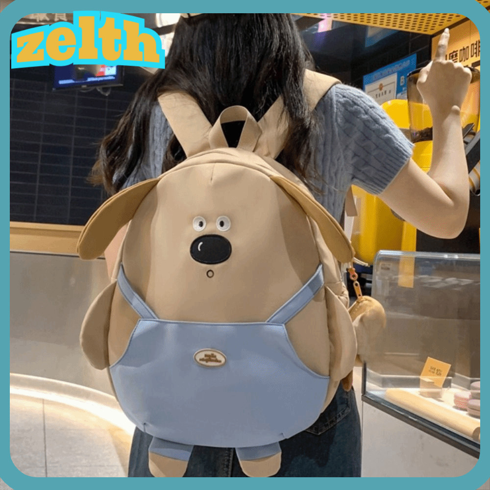 กระเป๋าเป้สะพายหลังนักเรียน ดีไซน์น่ารักแบบการ์ตูนลูกสุนัข ทำจากโพลีเอสเตอร์น้ำหนักเบานำมาใช้งานได้อย่างสะดวก