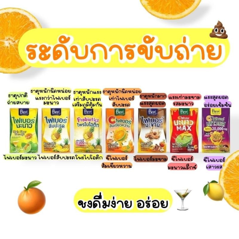 โละเซลล์ -6 pcs/box-- POSH MEDICA Fiber พอช ไฟเบอร์ พุงยุบ เอวเอส มี 16 รส พร้อมคอลลาเจนผิวใส ไร้สิว