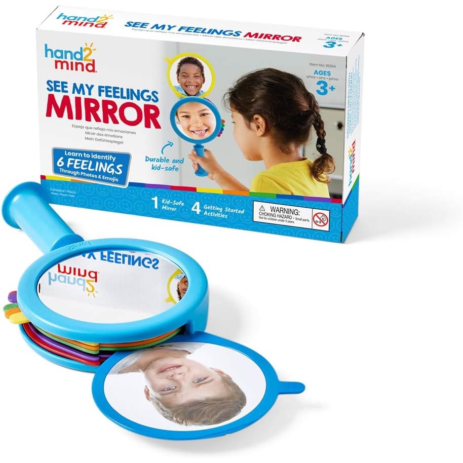 hand2mind See My Feelings Mirror, Play Therapy Toys, Mindfulness for Kids, Emotional Regulation for 