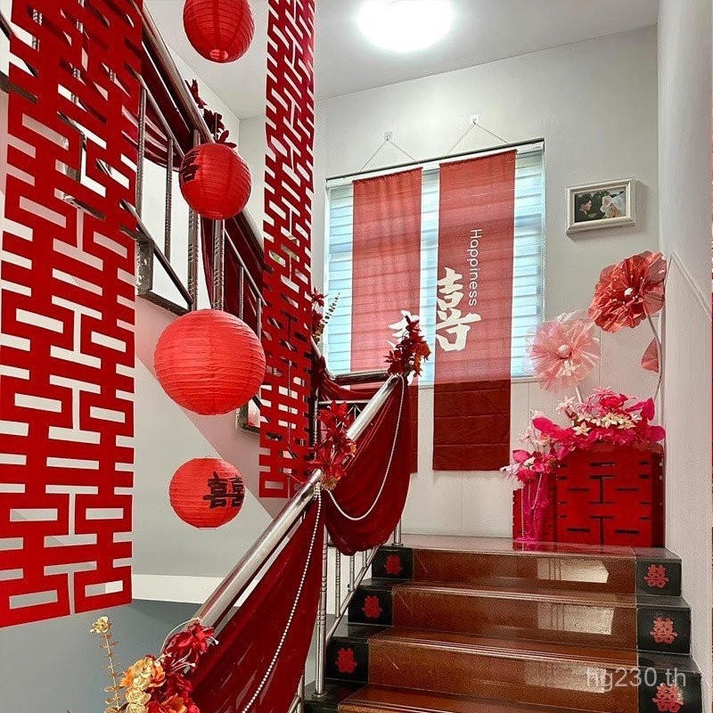 พวงมาลัยบันได Golden Rain Source พร้อมผ้ากอซ ของแต่งงานและตกแต่งบ้าน LO7I