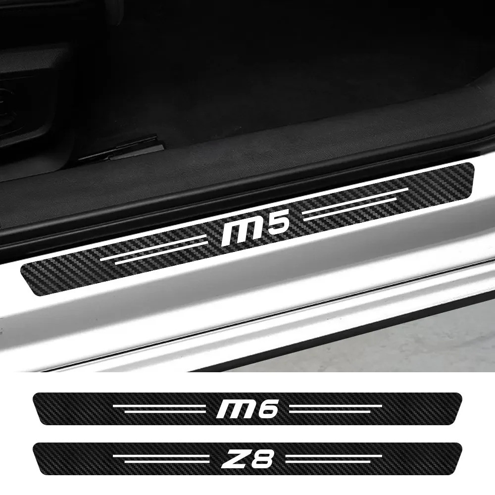 4PCS รถประตู Sill สติกเกอร์ Auto อุปกรณ์เสริมคาร์บอนไฟเบอร์ Decals สําหรับ BMW Z4 E89 E85 Z3 M1 Homa