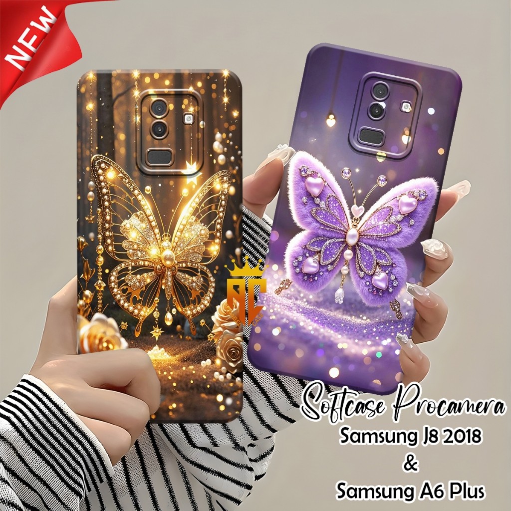Softcase SAMSUNG J8 2018 / SAMSUNG A6 PLUS - Fashion Case Luxury Butterfly Motif - เคสสวย - เคสความง