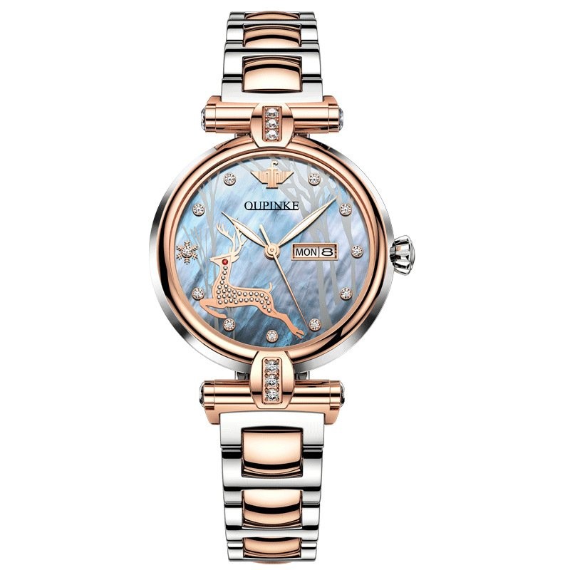 นาฬิกาจักรกล Oupinke นาฬิกาผู้หญิงกันน้ำที่นำเข้า NBW1