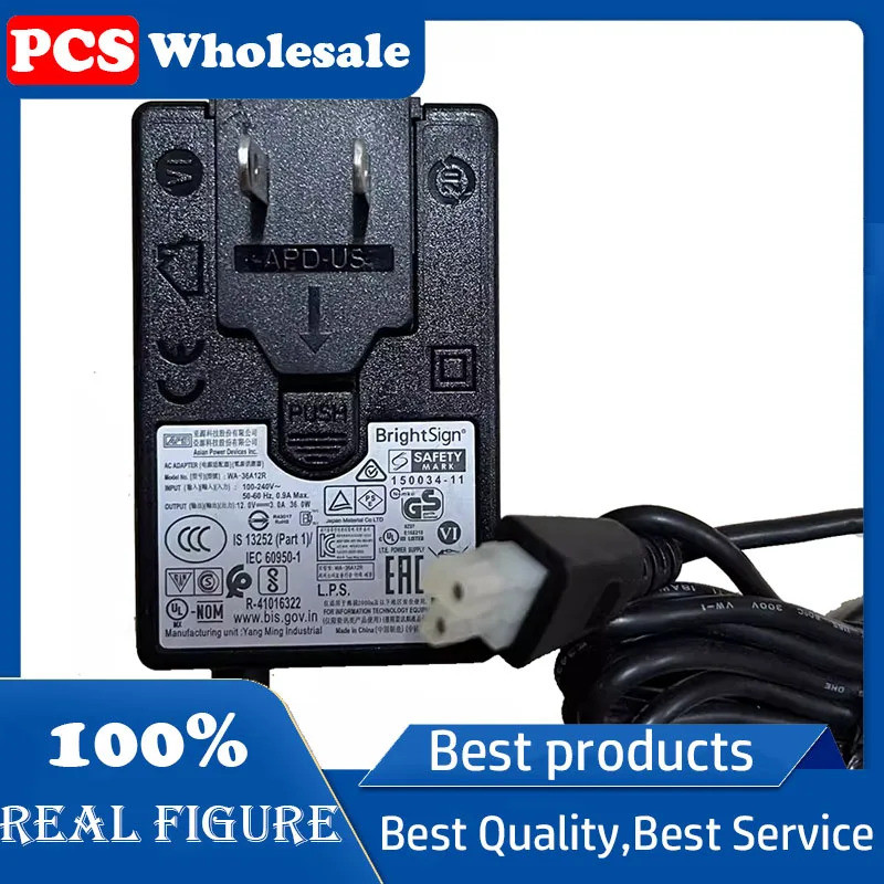 เครื่องชาร์จ 12V3A ของแท้ WA-36A12R อะแดปเตอร์แปลงไฟ 2P พอร์ตขั้วสีขาว 36W