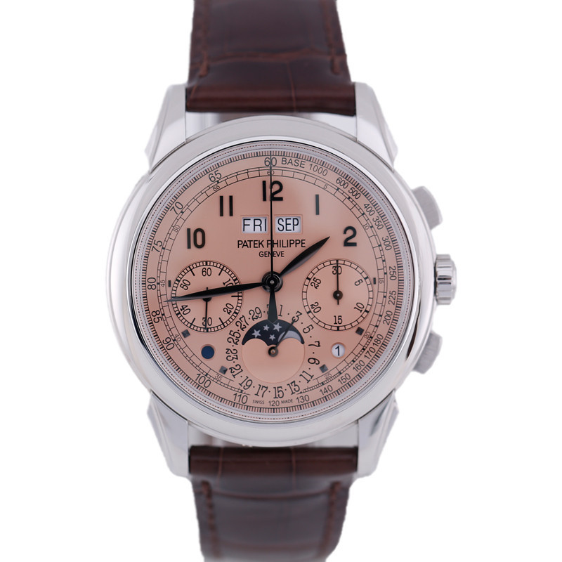 Patek Philippe Philippe Philippe Salmon 5270P Platinum Perpetual Calendar Manual นาฬิกาผู้ชาย