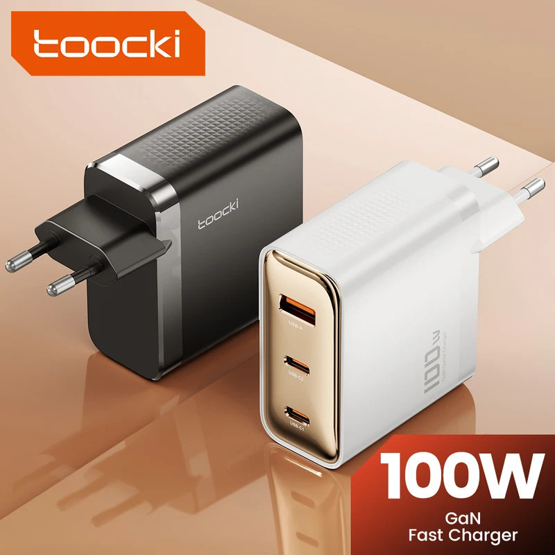 Toocki 100W GaN USB Charger Type C QC 4.0 Quick Charge Dual Type C Fast Phone Charger