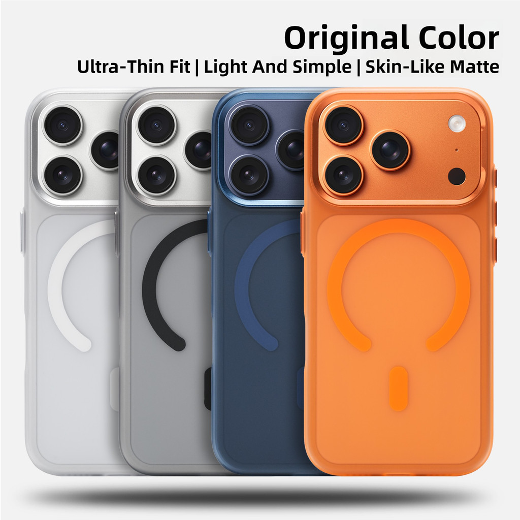 เคสโทรศัพท์แม่เหล็กโปร่งแสงเคลือบบางเฉียบพรีเมี่ยมสําหรับ ไอโฟน 17 16 15 14 มือโปร สูงสุด ผิว-รู้สึก เคสแข็งกันกระแทกพร้อมปุ่มอิสระ
